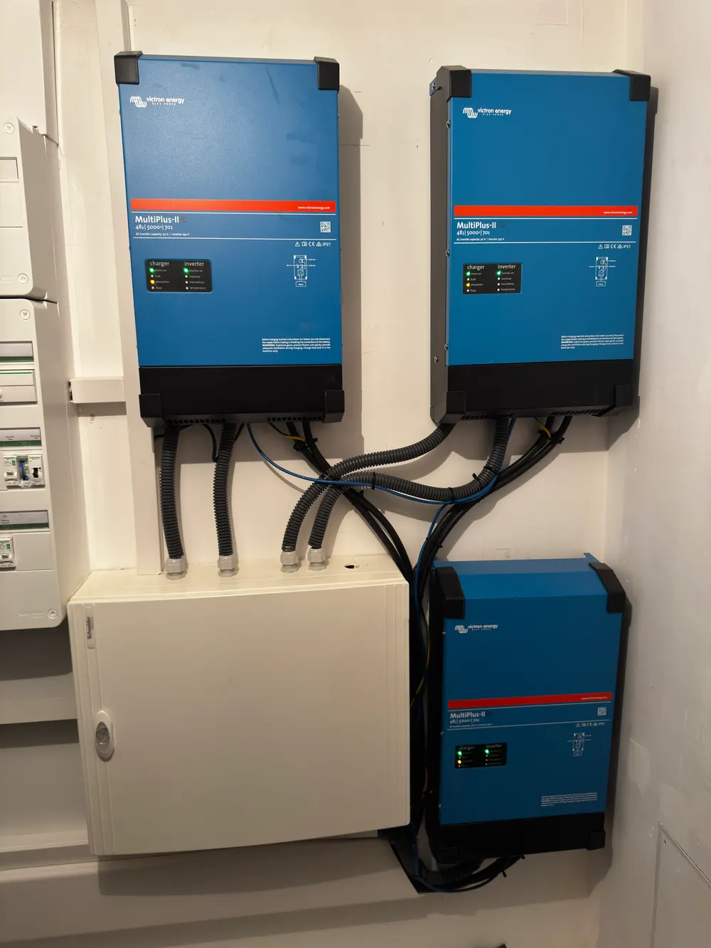 Onduleurs et batterie de stockage solaire installés au mur